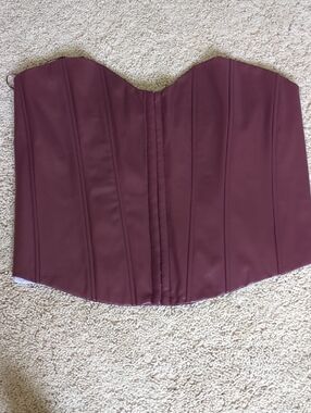 AKIRA Burgundy Strapless Corset Top